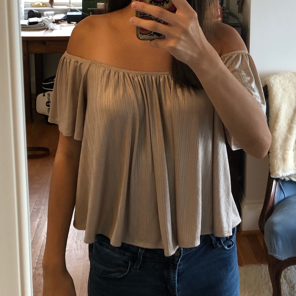 Shimmery Gold Off the Shoulder Top